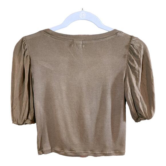 Out From Under For Urban Outfitters Remi Ribbed Puff Sleeve Crop Top Women's S - Picture 4 of 6